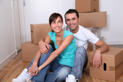 Office removals setup with desks and equipment in Harrow