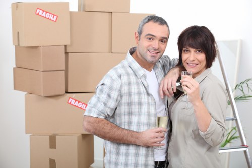 House removal preparation with packed boxes in Harrow